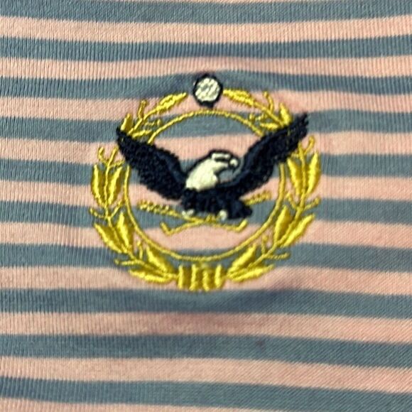 Peter Millar Men’s Short Sleeve Blue Pink Striped Polo size Large L - Picture 5 of 6